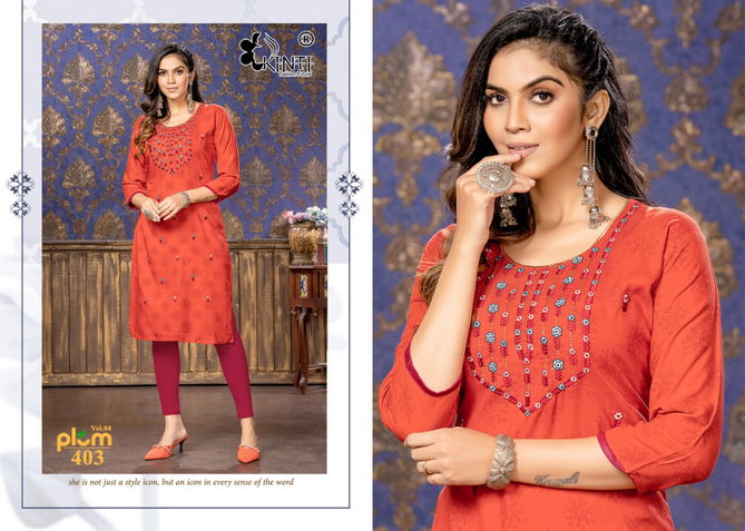 Kinti Plum 4 Casual Wear Rayon Wholesale Kurti Collection 